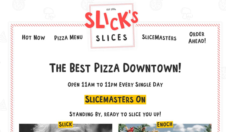 Slick's Slices website